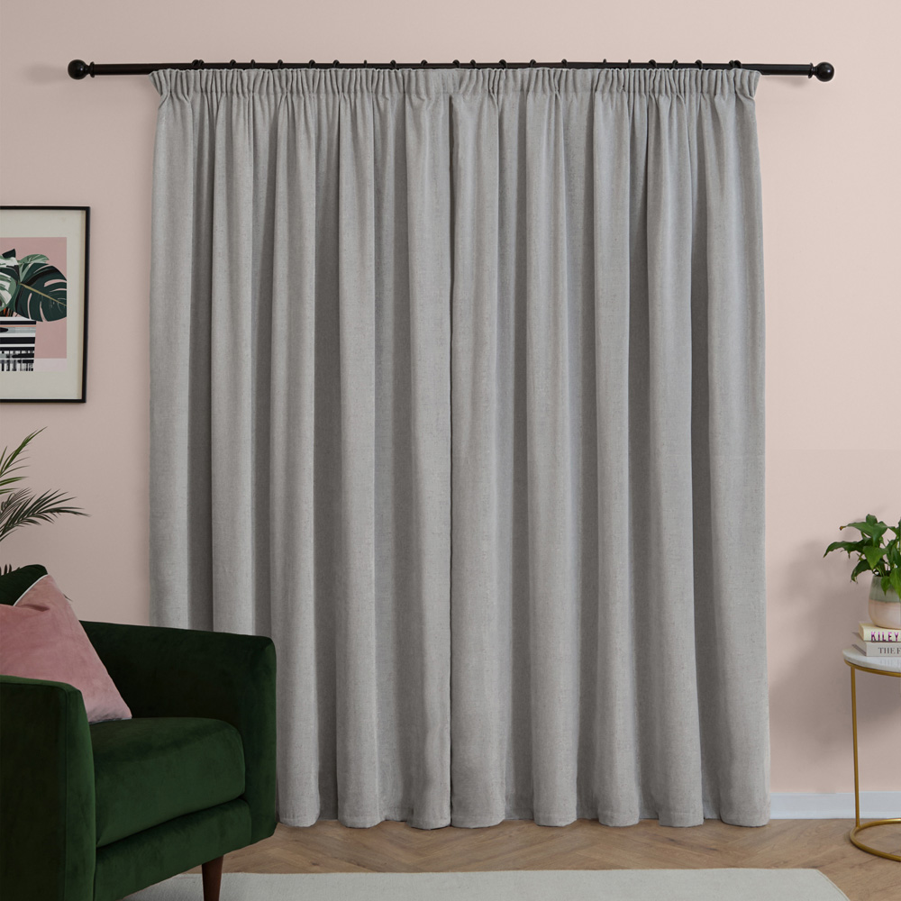 Furn Soft Chenille Silver Blackout Pencil Pleat Curtains 168 x 183cm Image 2