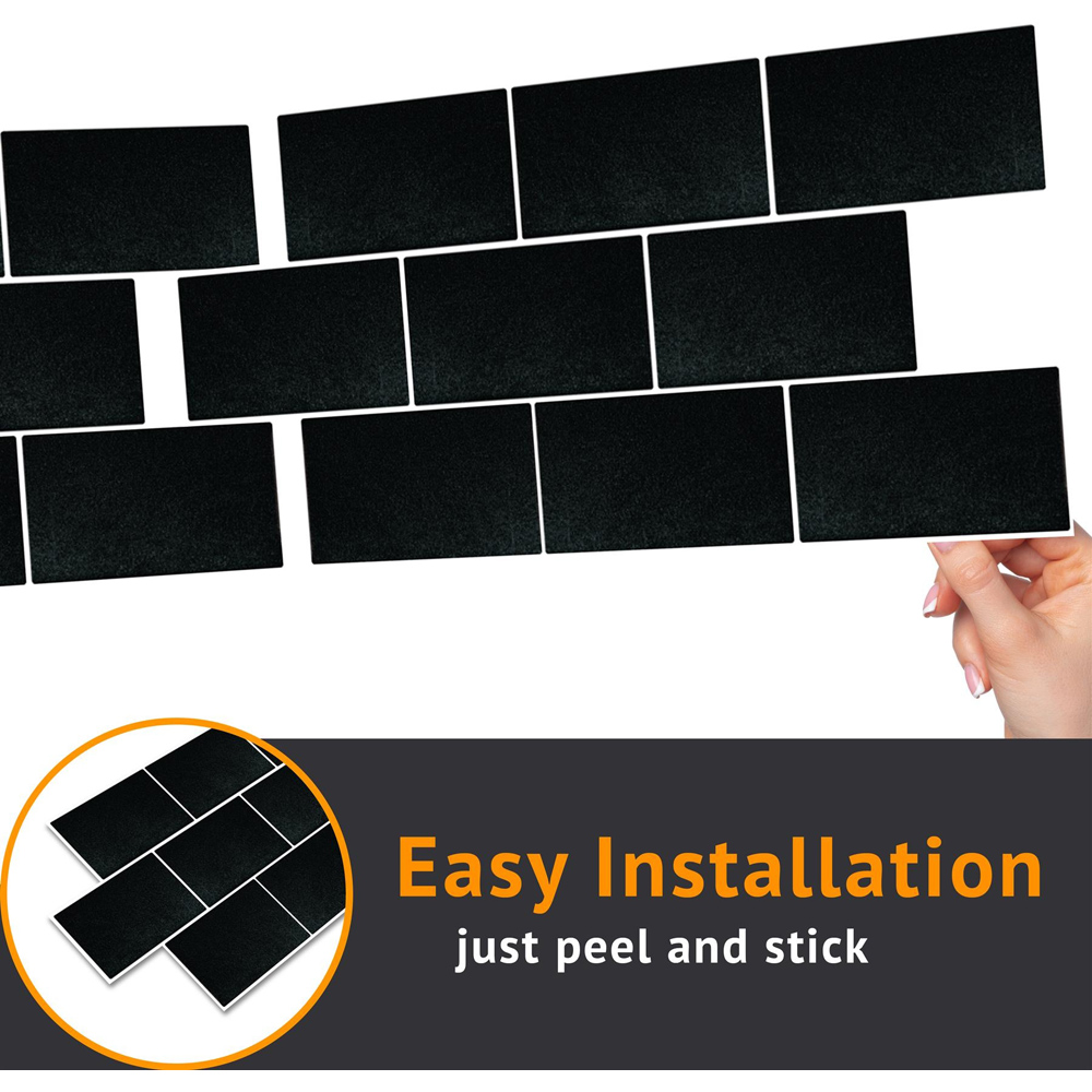 Wallplus Black Mosaic Wall Tile Sticker 15.4 x 30.5 cm 12 Pack Image 6
