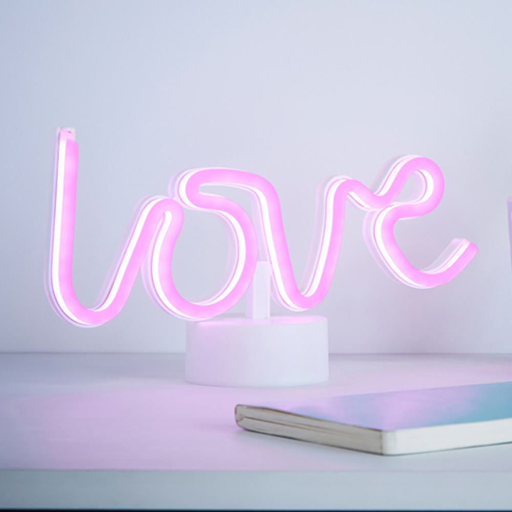 Glow Love Pink Neon LED Table Light Image 1