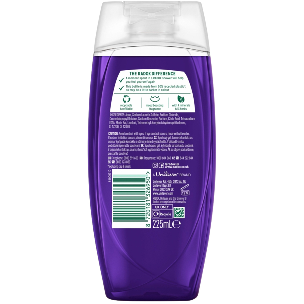 Radox Mineral Therapy Feel Relaxed Lavender and Waterlily Shower Gel 225ml 6 Pack Image 3