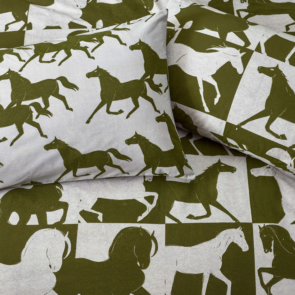 furn. Herve King Size Olive Reversible Duvet Set Image 3
