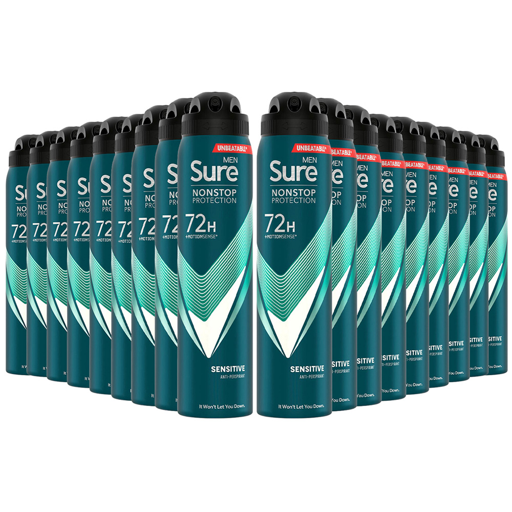 Sure Men Sensitive 72H Nonstop Protection Anti-Perspirant Deodorant 250ml 18 Pack Image 1