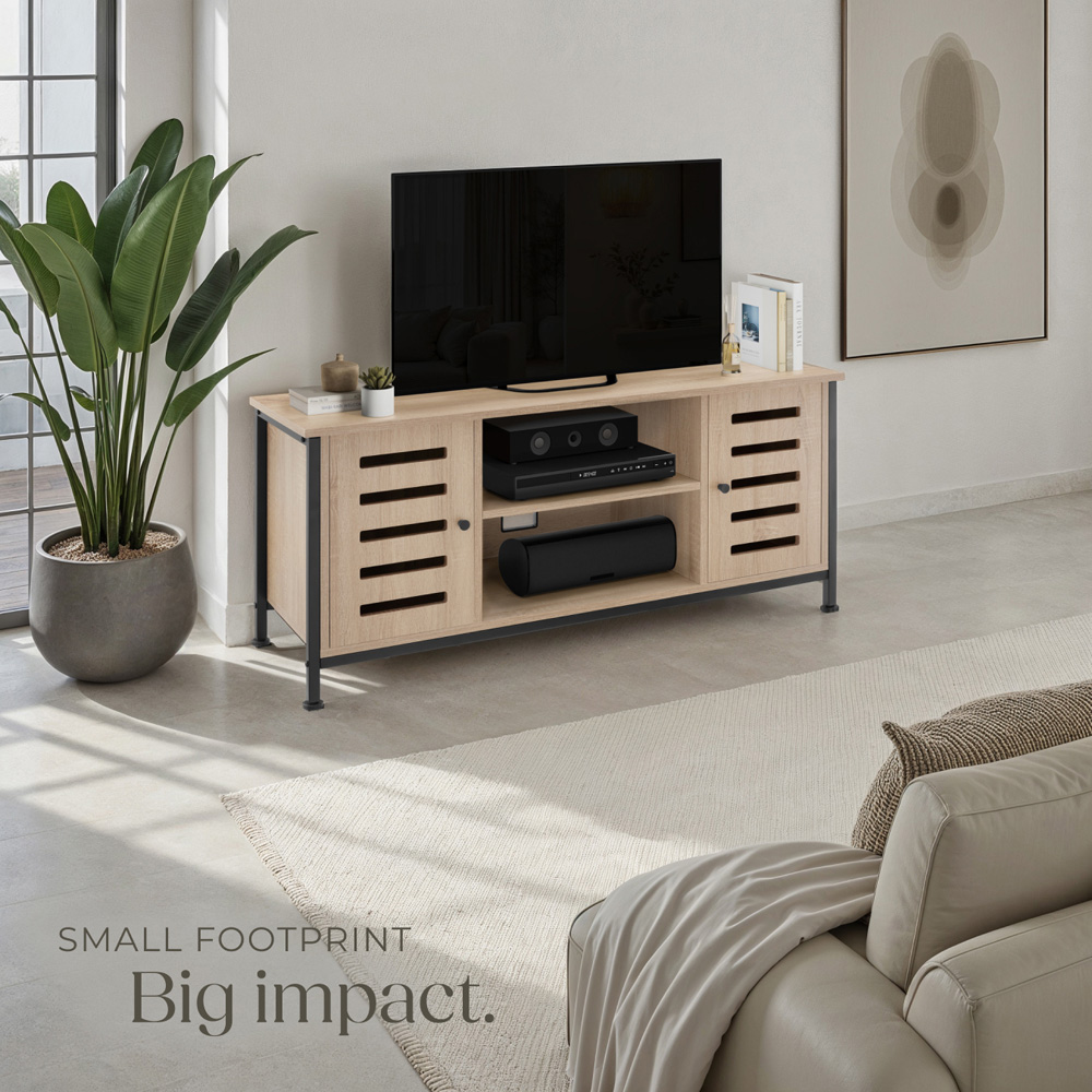 Tectake Carlow 2 Door 2 Shelf Sonoma Oak TV Stand Image 8
