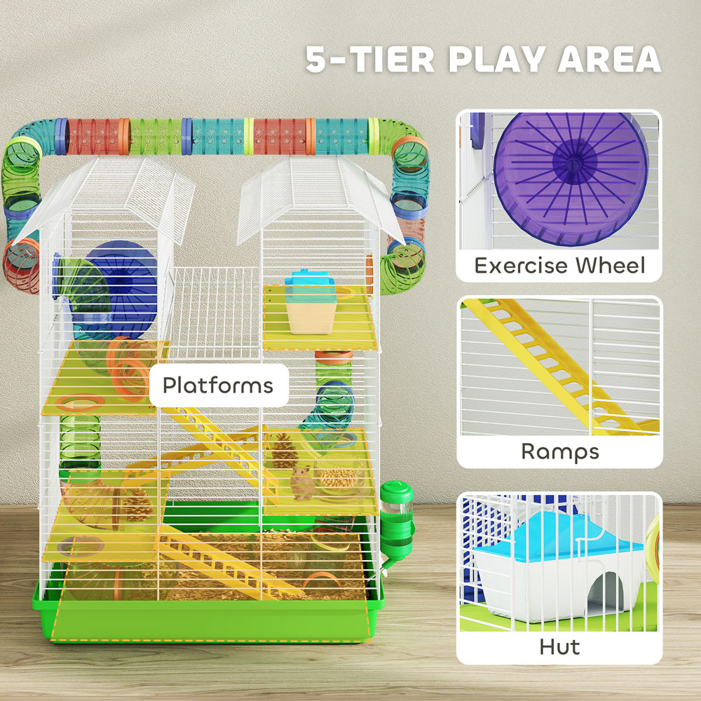 PawHut 5 Tier Green Hamster Cage Animal Travel Carrier Habitat Image 8