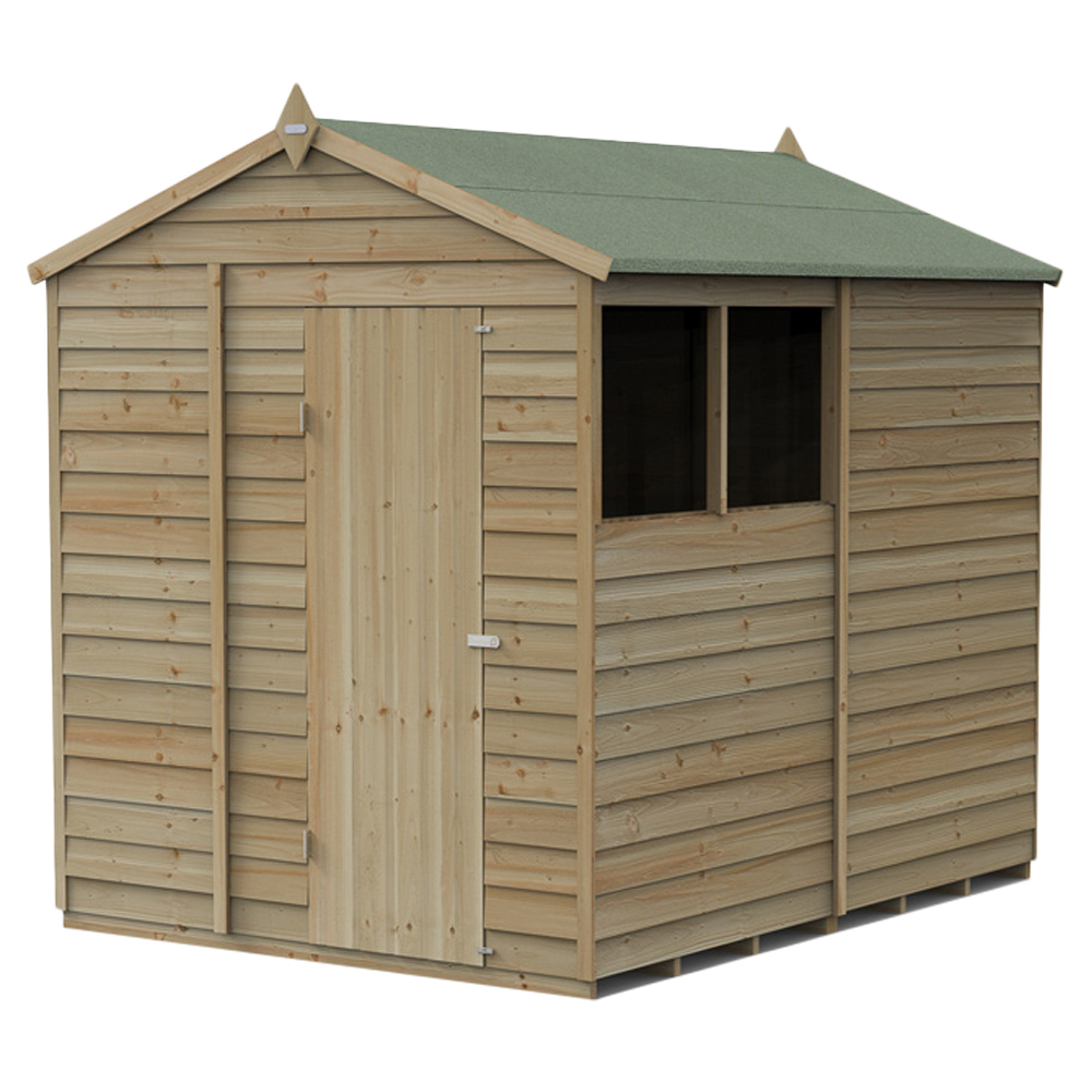 Forest Garden 4LIFE 6 x 8ft Single Door 2 Windows Apex Shed Image 1