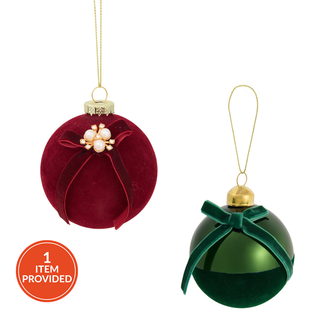 Flocked Bow Bauble Image 1
