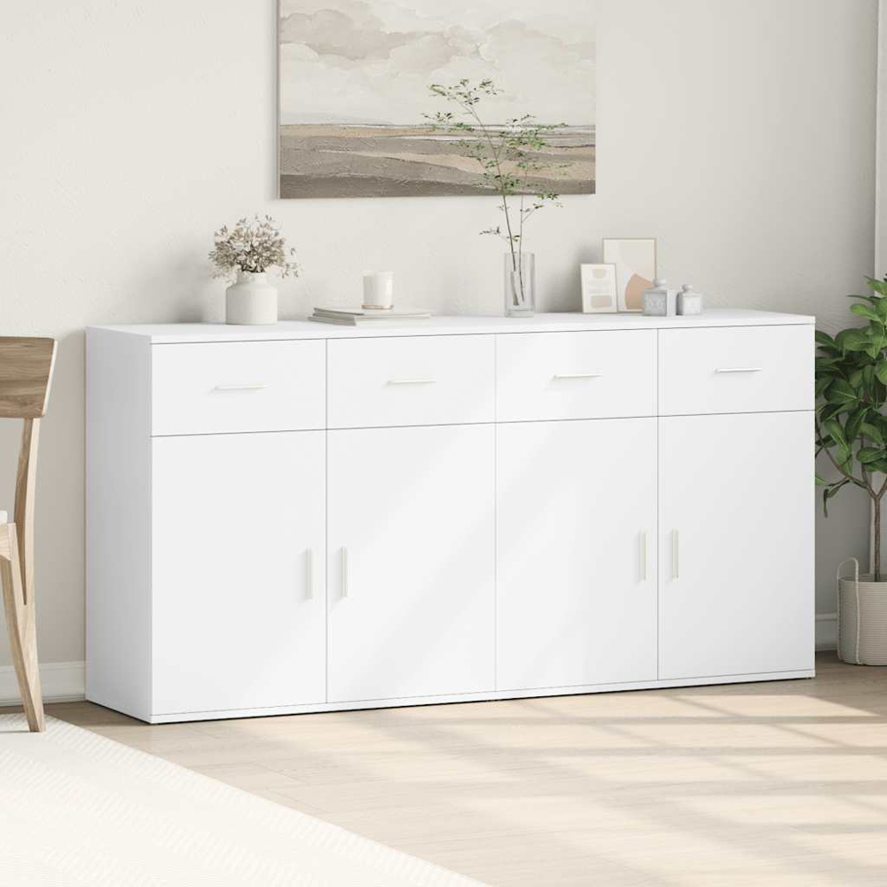 vidaXL 2 Door 2 Drawer White Sideboard Set of 2 Image 8