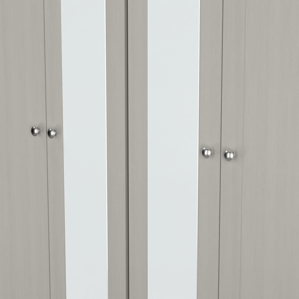 Crowndale Sussex 4 Door Grey Ash and Bardolino Oak Tall Mirror Wardrobe Ready Assembled Image 8