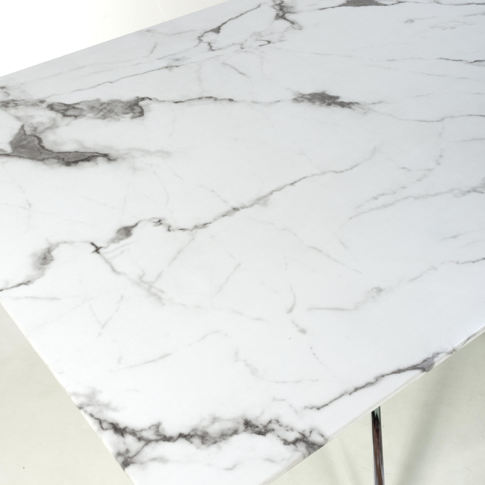 wilko Monaco 4 Seater Marble Glass Dining Table Chrome and White Image 8