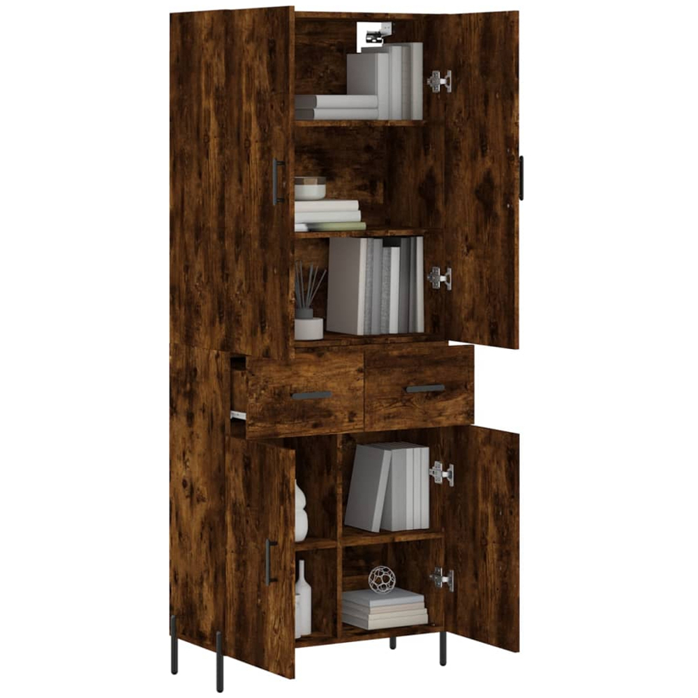 vidaXL 4 Door 2 Drawer Smoked Oak Highboard Image 3