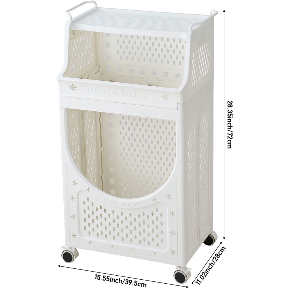 Living and Home 3-Tier White Multifunctional Storage Trolley Cart with Handles Image 8