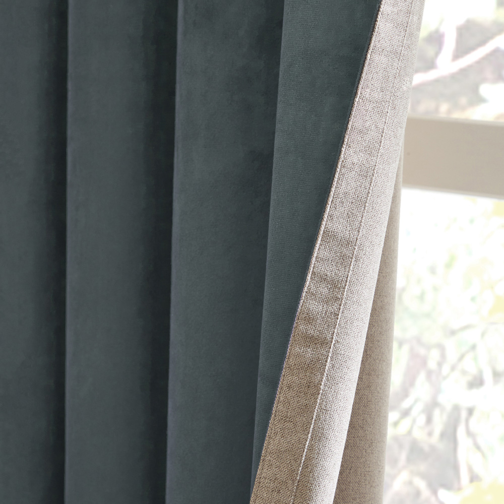 Furn Verso Petrol Reversible Suede-Look Blackout Eyelet Curtains 229 x 229cm Image 2
