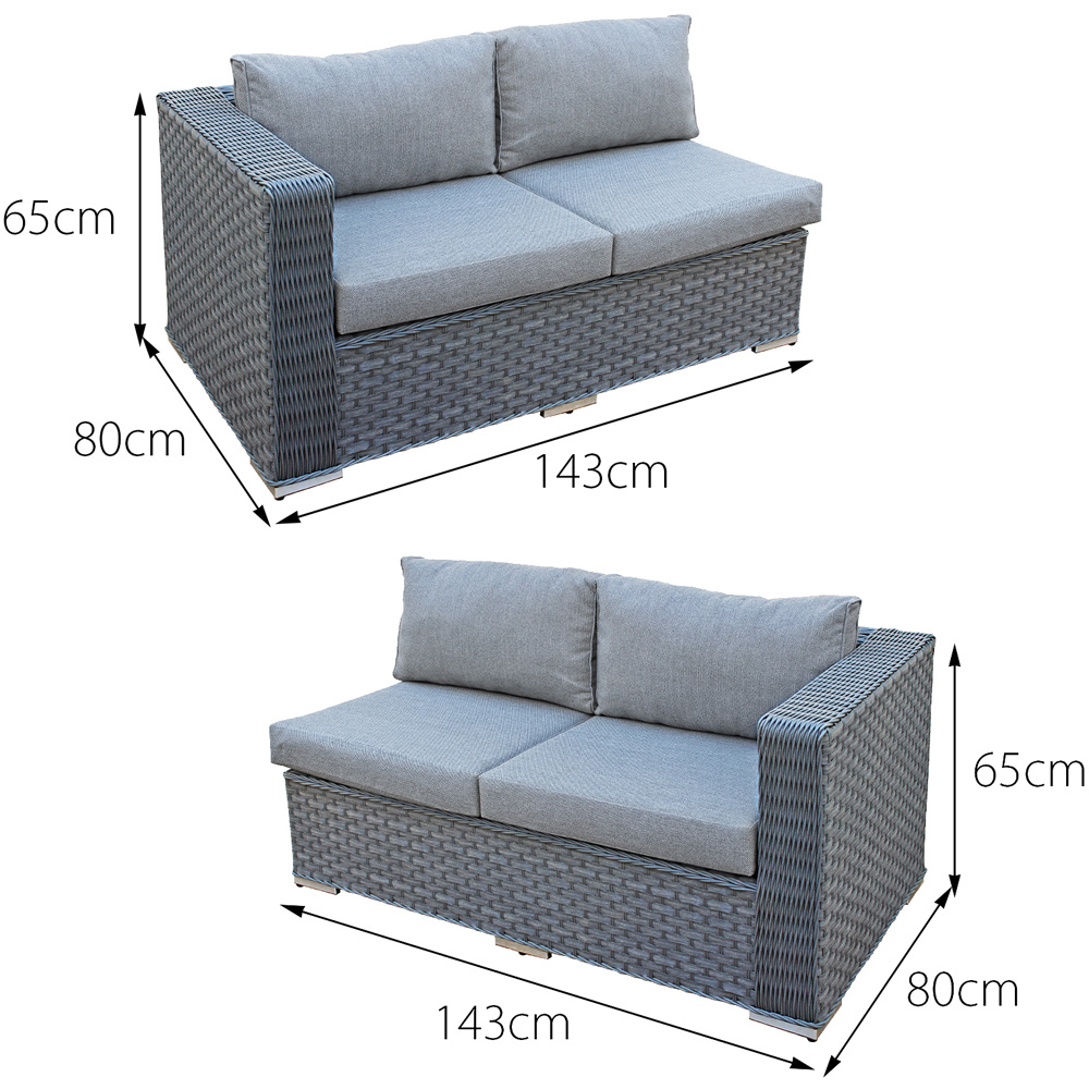 Oseasons Buxton 9 Seater Ocean Grey and Grey Rattan Corner Lounge Set with Firepit and Cushions Image 6