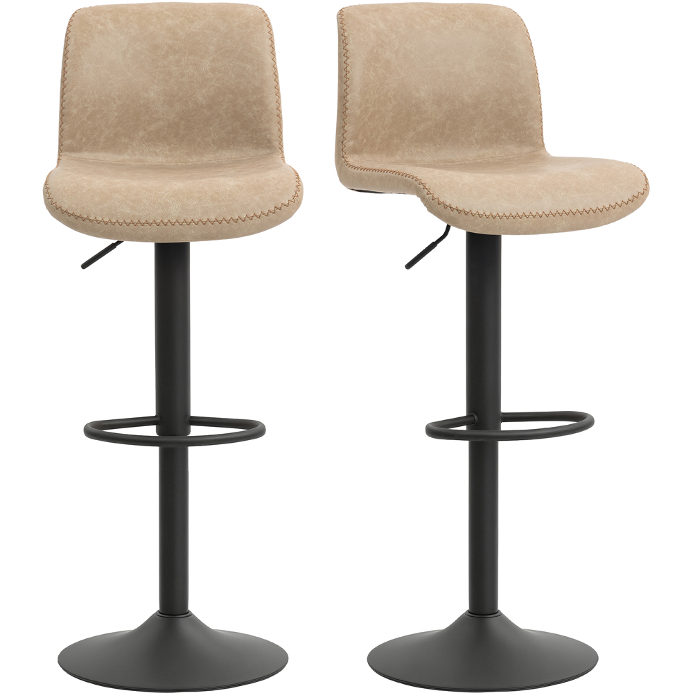 Portland Cream PU Leather Height Adjustable Bar Stool Set of 2 Image 2