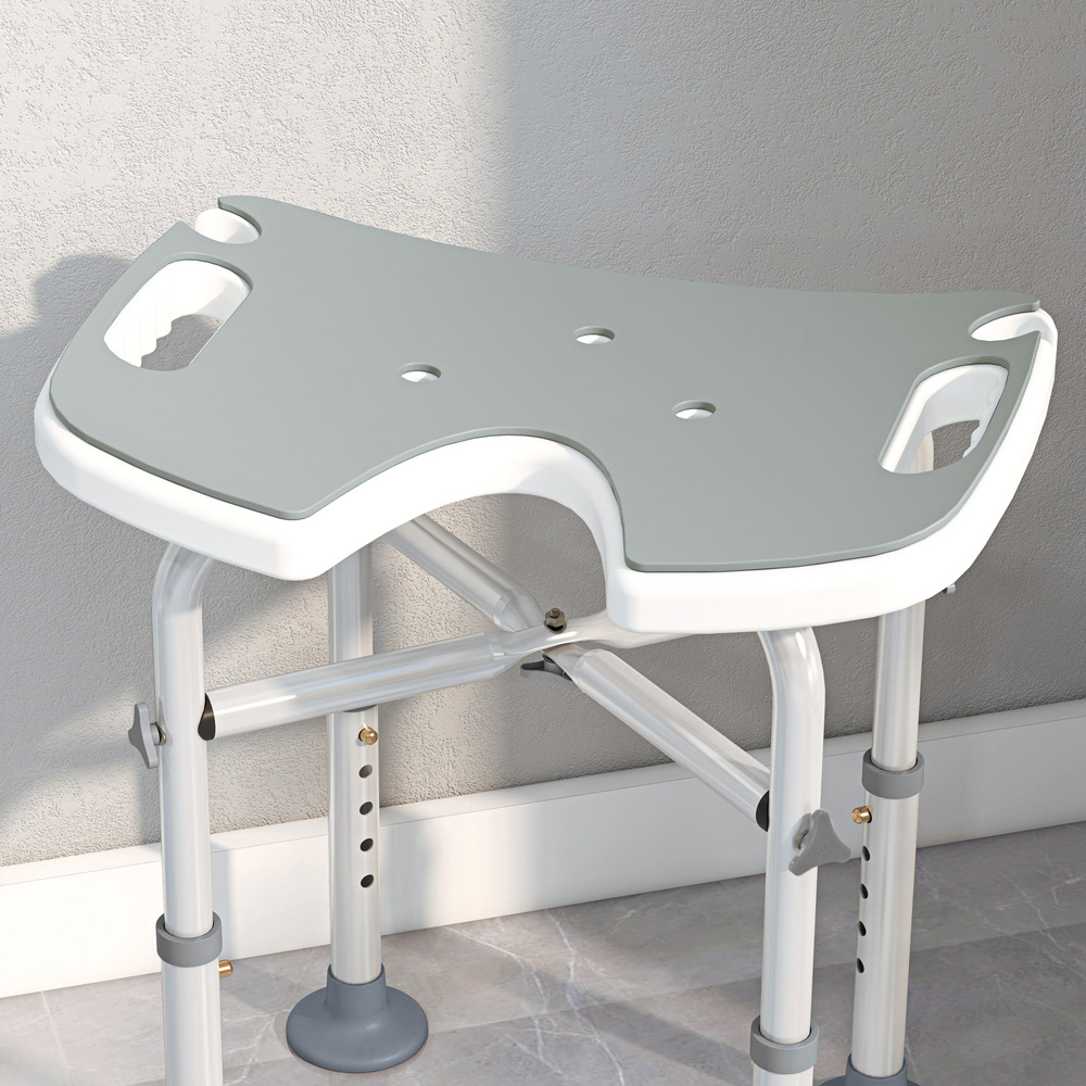 HOMCOM Grey Aluminium Shower Stool Image 4