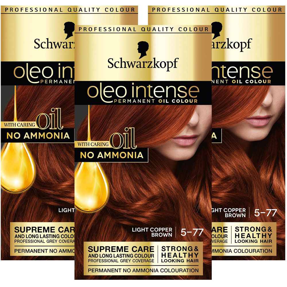 Schwarzkopf Oleo Intense 5-77 Copper Brown Permanent Oil Colour 3 Pack Image 1