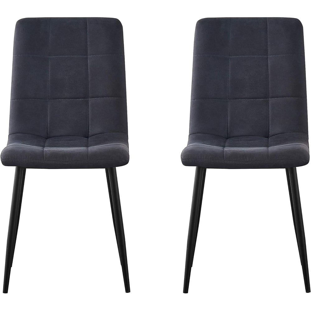 wilko Henri Set of 2 Black Faux Suede Leather Dining Chair Image 4
