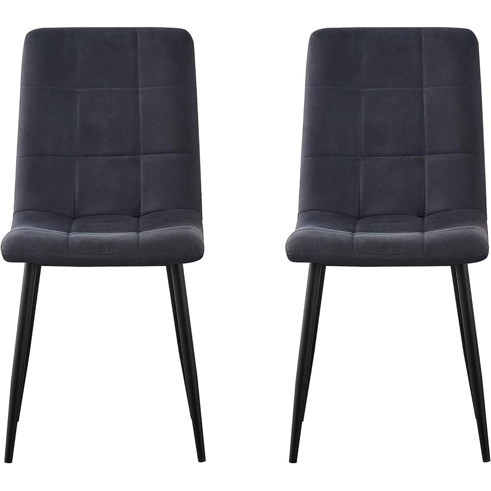 Henri Set of 4 Black Faux Suede Leather Dining Chair Image 4