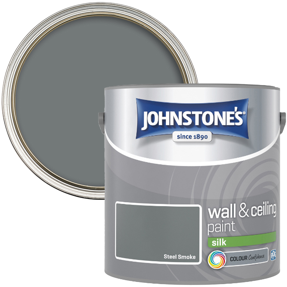 Johnstone's Walls & Ceilings Steel Smoke Silk Emulsion Paint 2.5L Image 1