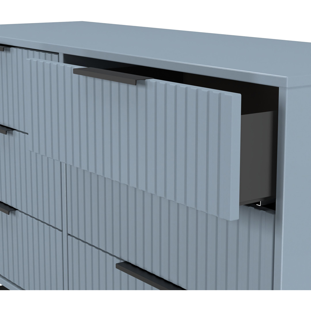 Crowndale Fluted 6 Drawer Denim Blue Wide Chest of Drawers Ready Assembled Image 6