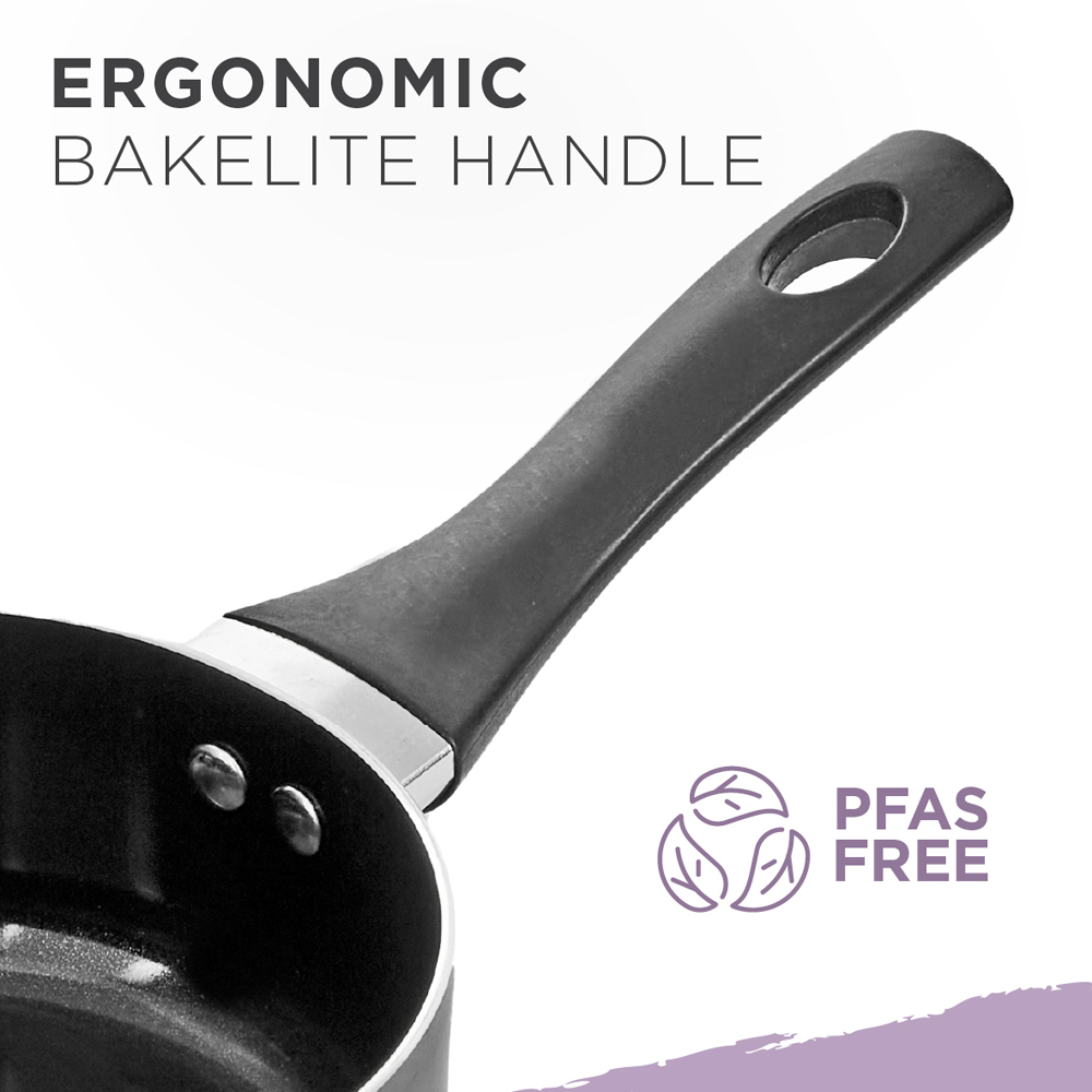 Blackmoor 20cm Black Ceramic Non-Stick Saucepan with Tempered Glass Lid Image 7