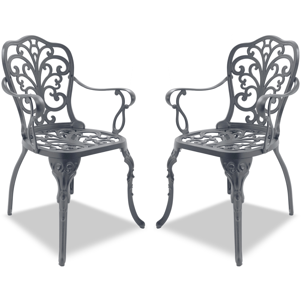 Centurion Bangui Set of 2 Grey Garden Bistro Chairs with Armrests Image 2