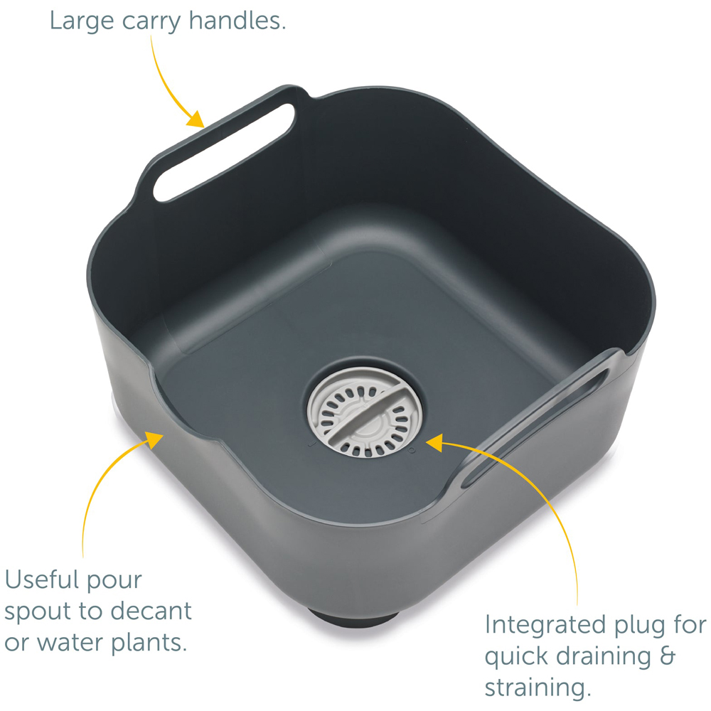 ReBorn Dark Grey Deep Washing Up Bowl with Handles 9L Image 8