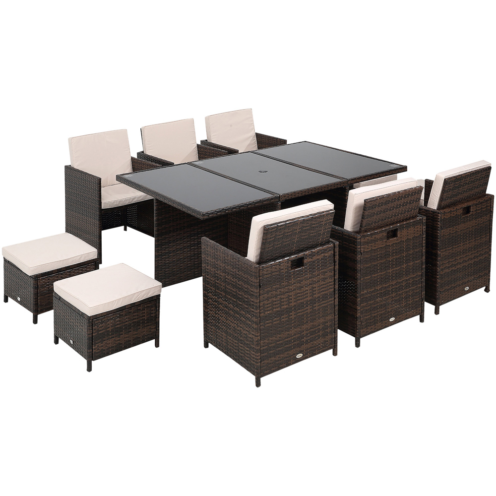 Outsunny Rattan 10 Seater Dining Set Brown Image 2