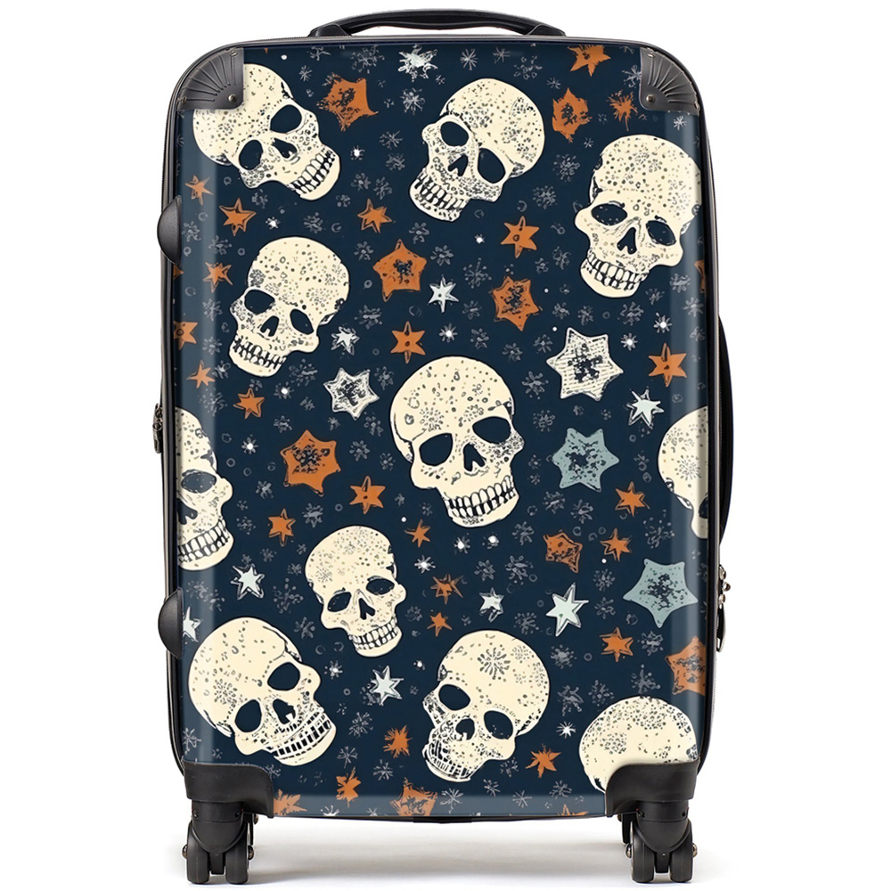 Warren Reed Designer Medium Skulls and Stars Suitcase Image 1