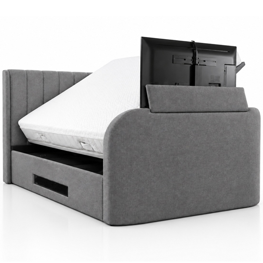 Webb Daniels Mayfair Super King Size Grey Fabric Ottoman Media TV Bed with 2.1 Soundbar Image 3