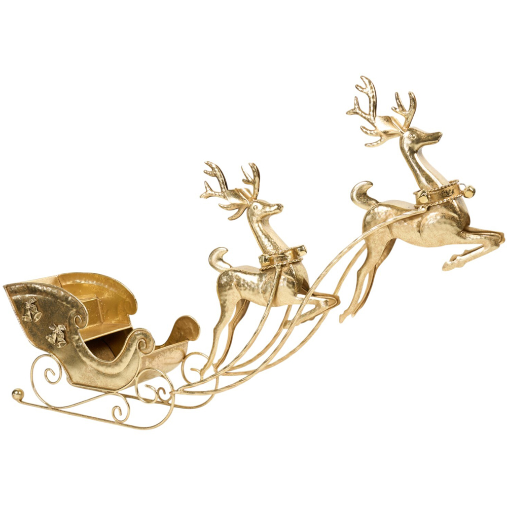Deers with Sleigh Decoration Golden Image 3