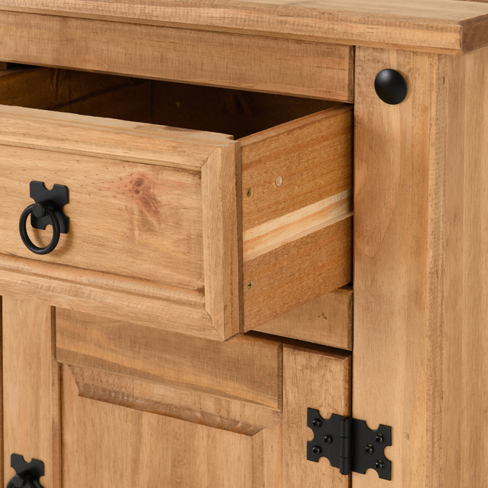 Seconique Corona Single Door Single Drawer Waxed Pine Bedside Table Image 5