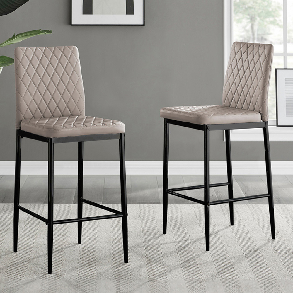 Furniturebox Valera Cappuccino and Black Faux Leather Bar Stool Set of 2 Image 1