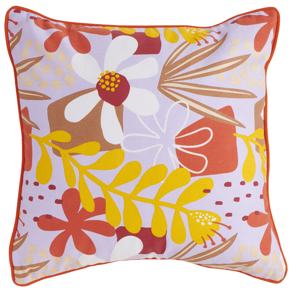 Wilko Floral Stripe Summer Reversible Outdoor Cushion 43 x 43cm Image 1