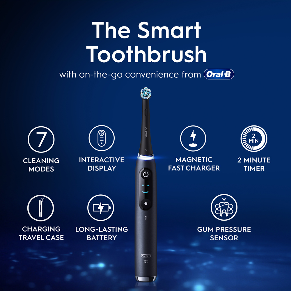 Oral-B iO 9 Black Onyx Edition Electric Toothbrush with Travel Case and Fast Charger Image 2