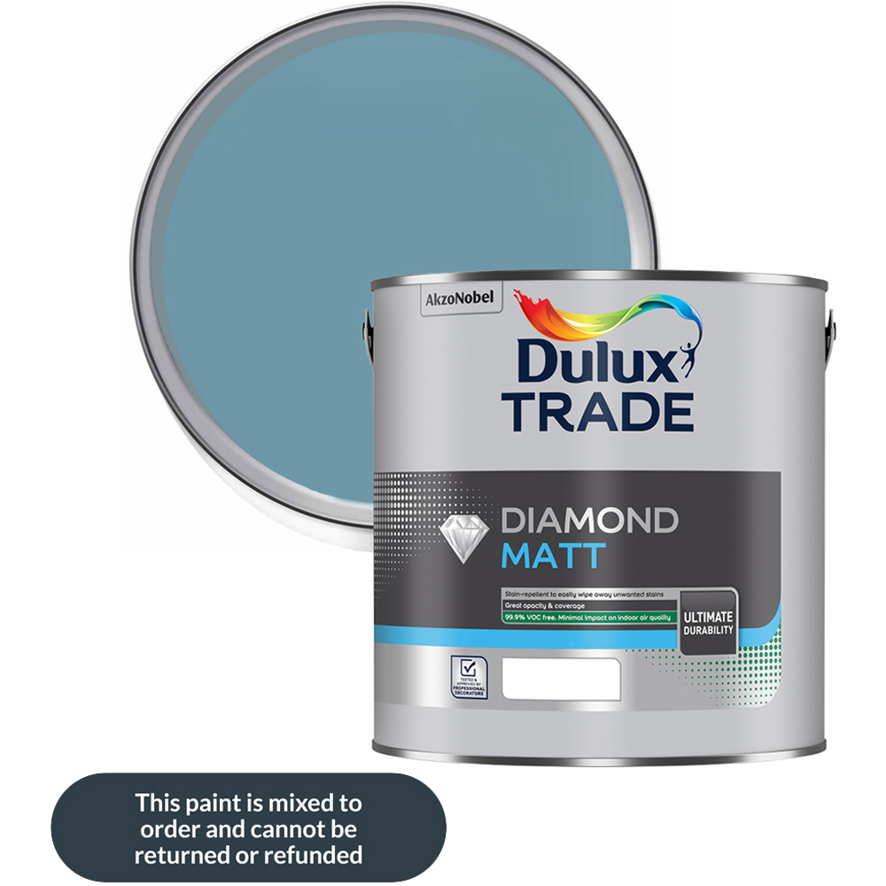 Dulux Trade Stonewashed Blue Walls and Ceilings Diamond Matt Paint 2.5L Image 1