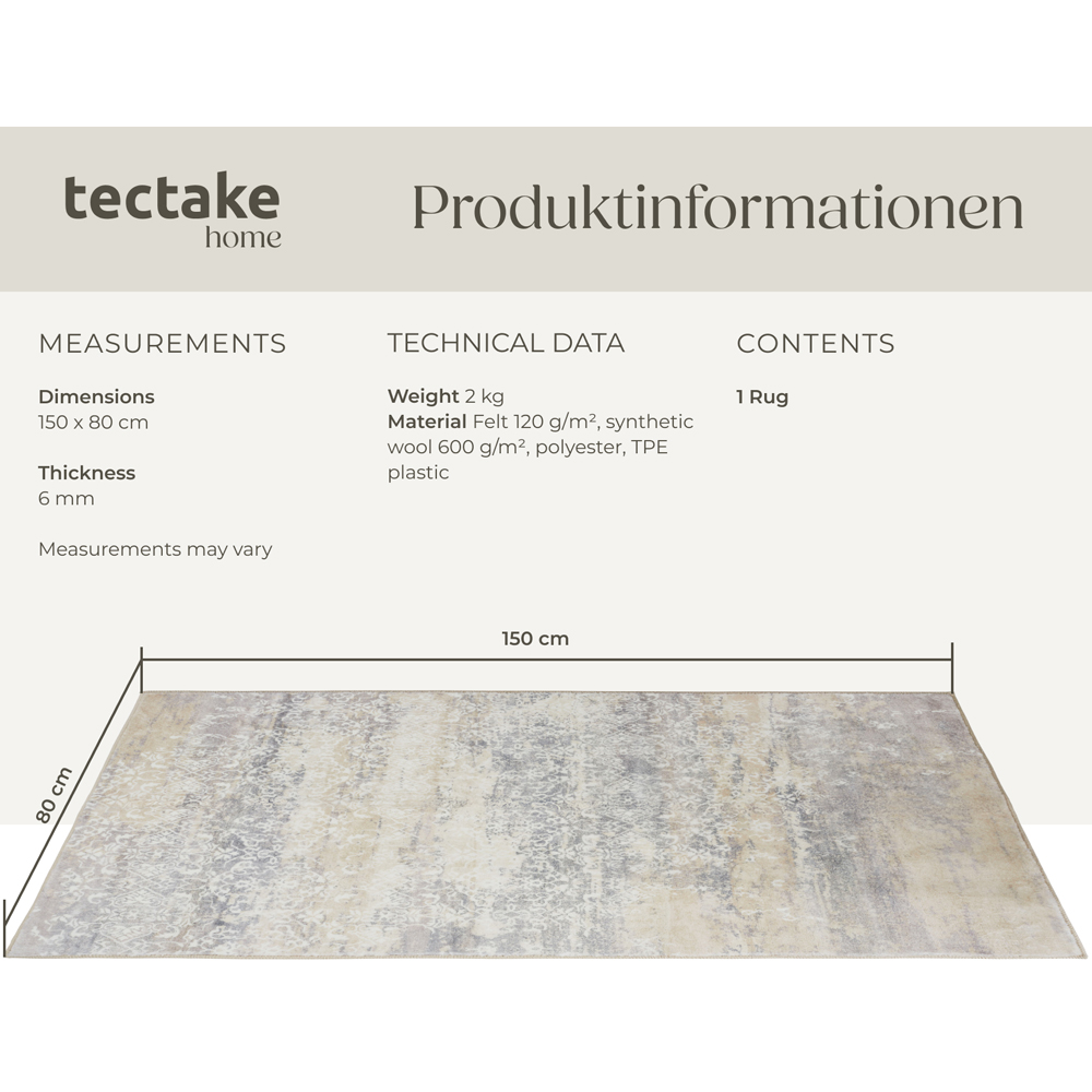 tectake Dalia Non Slip Washable Rug 150 x 80 x 0.6cm Image 8