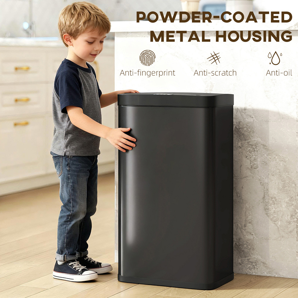 HOMCOM Black Automatic Sensor Bin with Soft-Close Lid 45L Image 6