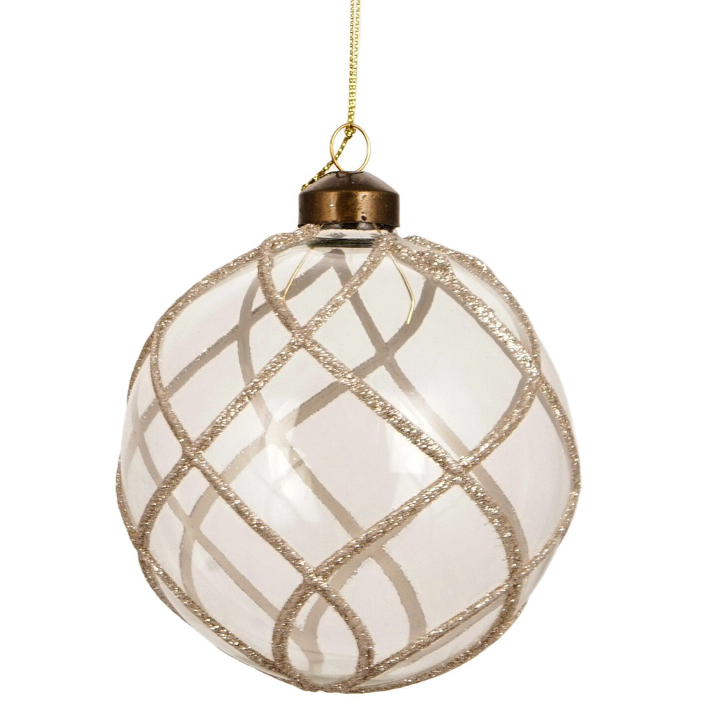 Clear Champagne Glitter Wrapped Bauble - Clear Image