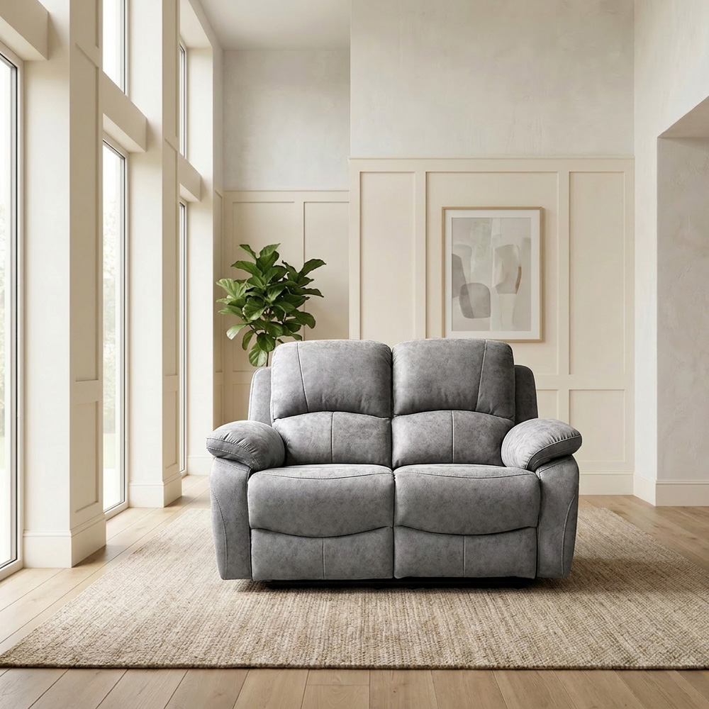 Milano 2 Seater Charcoal Fabric Manual Recliner Sofa Image 3