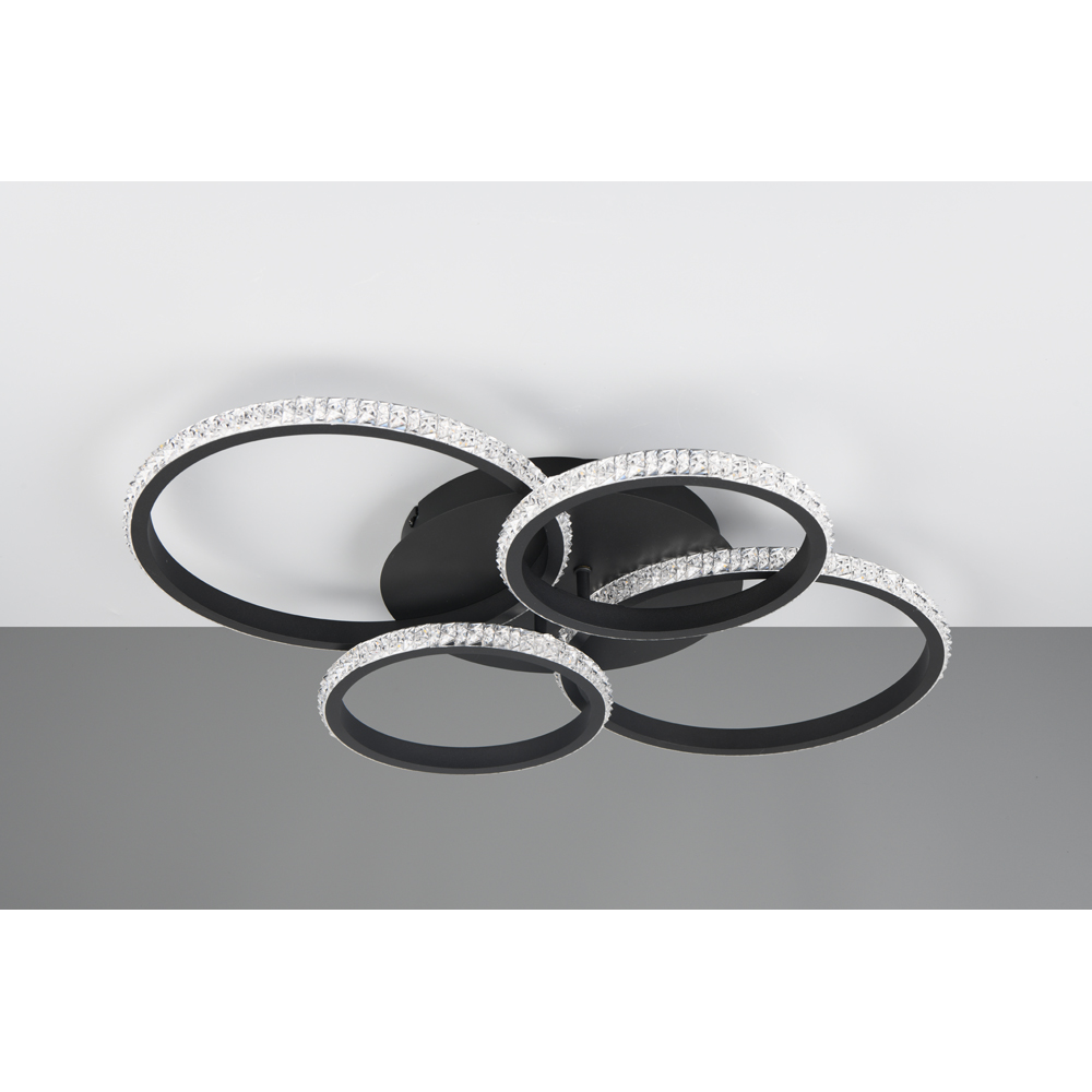 TRIO Cires Matt Black Circles LED Ceiling Light Image 4