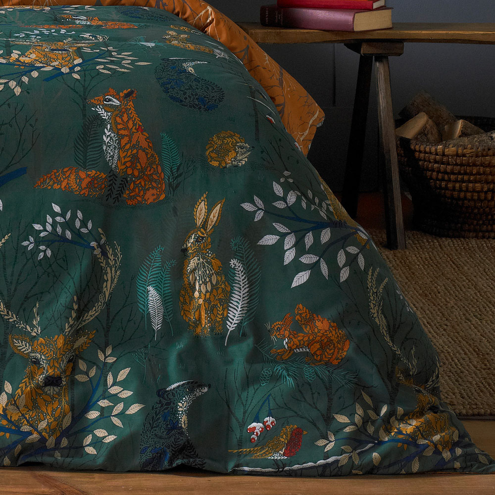 furn. Forest Fauna Double Emerald Duvet Set Image 2