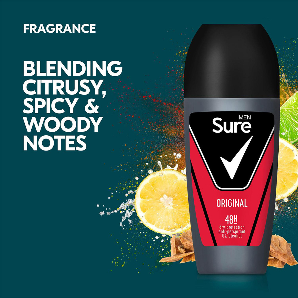 Sure Men Original Sweat and Odour 48H Protection Anti-Perspirant Roll On 50ml 36 Pack Image 5