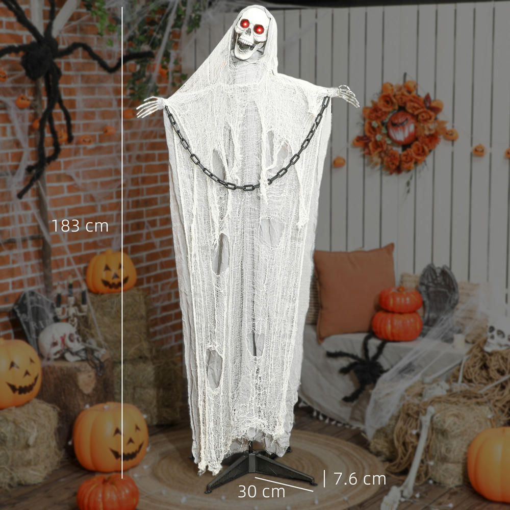 Outsunny Life Size Animated Skeleton Grim Reaper with LED Eyes Halloween Decoration 6ft Image 9