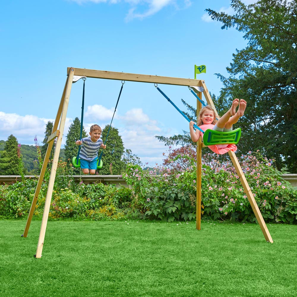 TP Forest Kids Wooden Double Swing Set Image 2