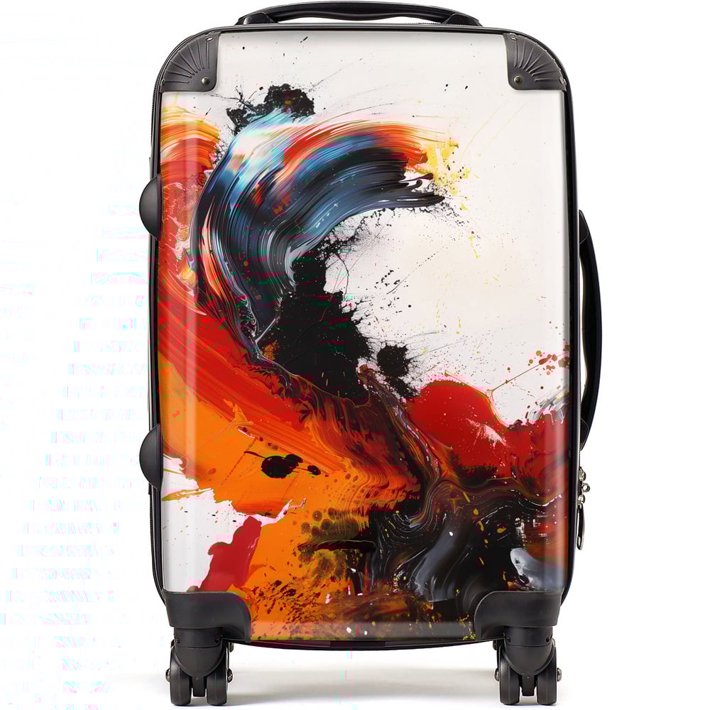 Warren Reed Designer Cabin Fiery Waves Abstract Motion Suitcase Image 1