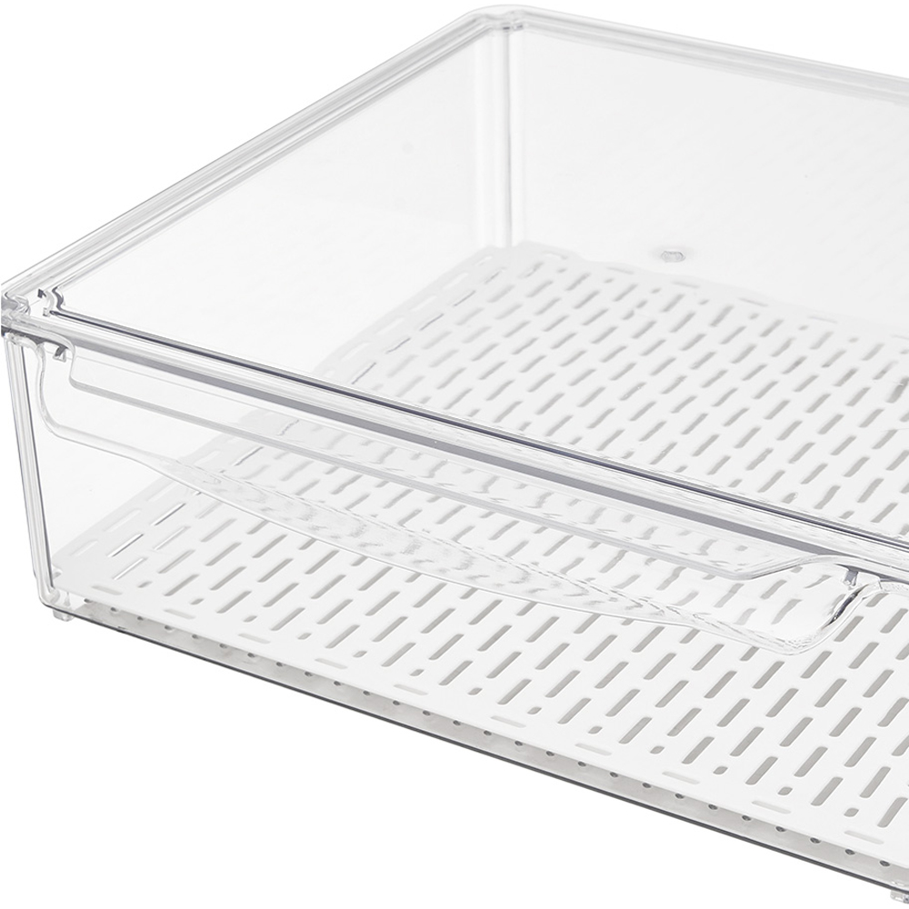 Living and Home Clear Stackable Fridge Organiser Storage Box Set with Draining Board 10 Pack Image 4