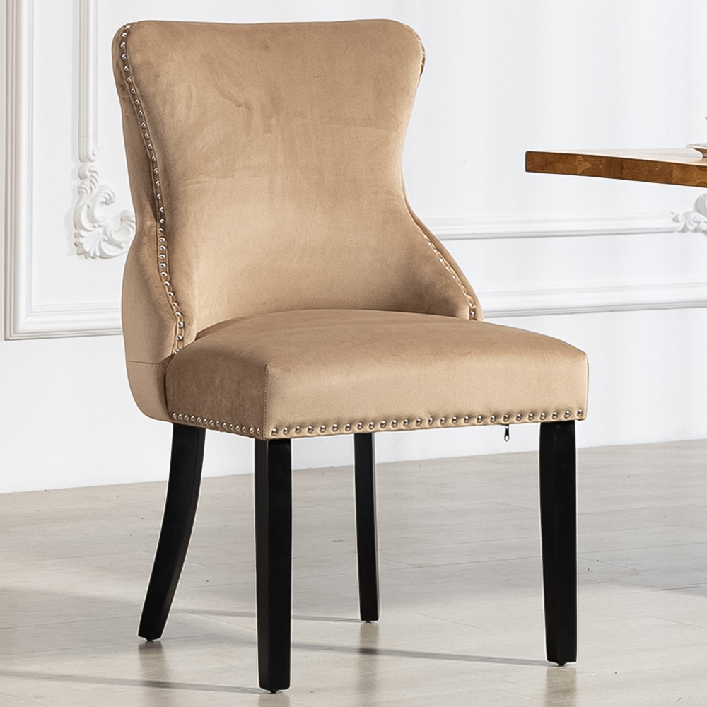 Artemis Home Palata Set of 2 Brown Velvet Fabric Dining Chair Image 1