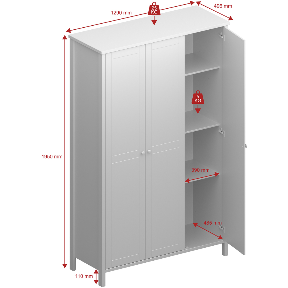 Florence Tromso 3 Door Grey Wardrobe Image 9