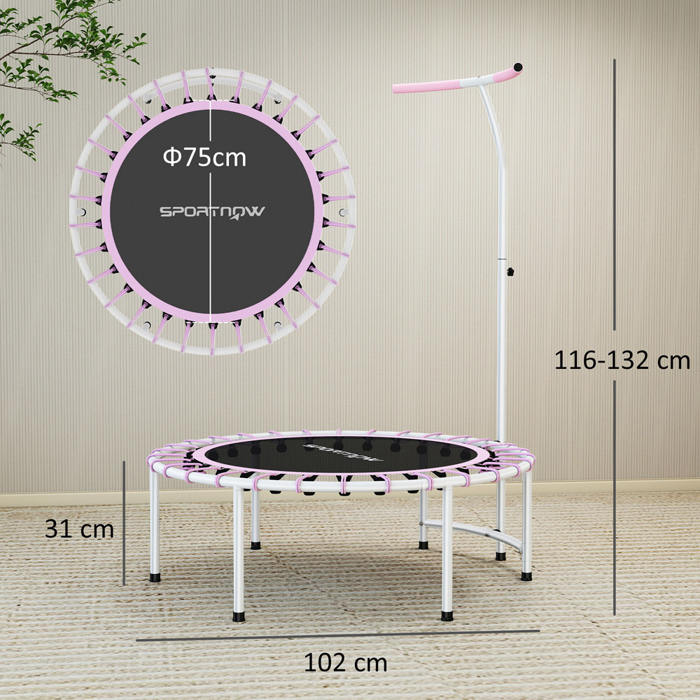 SPORTNOW 3.3ft Purple Fitness Trampoline with Adjustable Handle Image 9